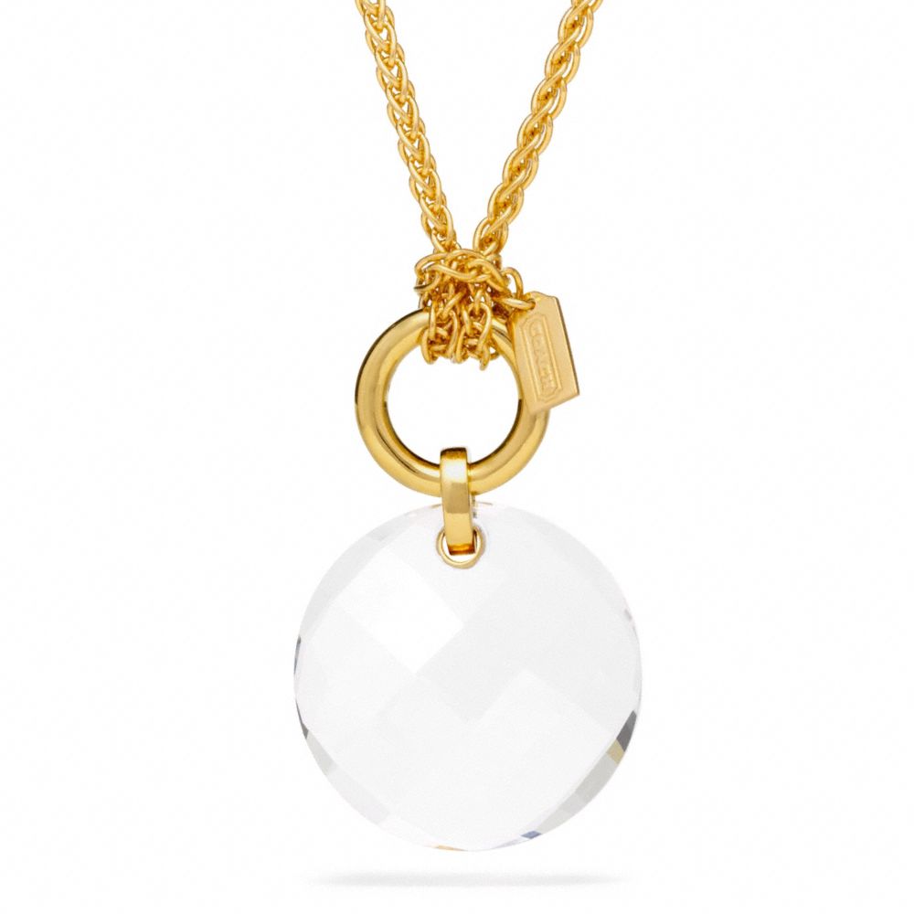 COACH f96776 STONE PENDANT NECKLACE GOLD/CLEAR