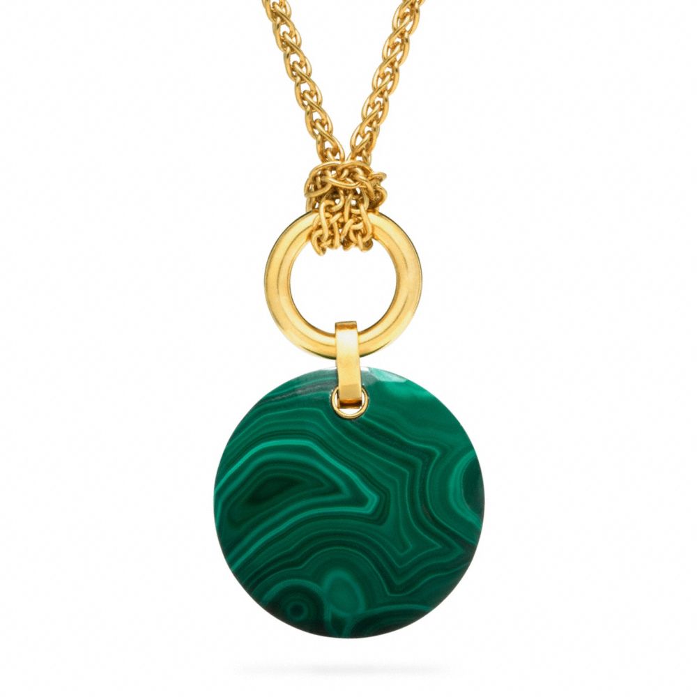 COACH F96776 Stone Pendant Necklace GOLD/GREEN