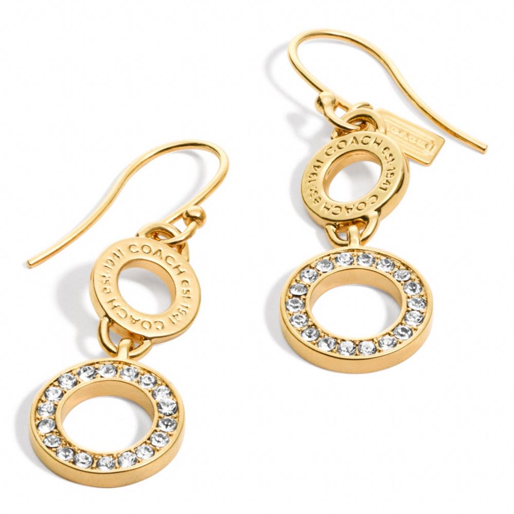 COACH f96799 PAVE DOUBLE DROP EARRINGS 