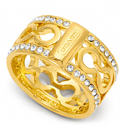 COACH F96825 - PIERCED PAVE OP ART BAND RING GOLD/CLEAR