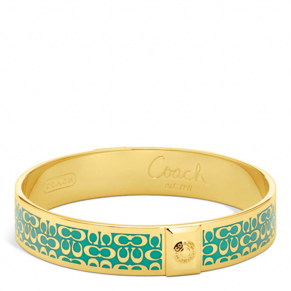 COACH F96855 Half Inch Signature Bangle GOLD/BRIGHT JADE