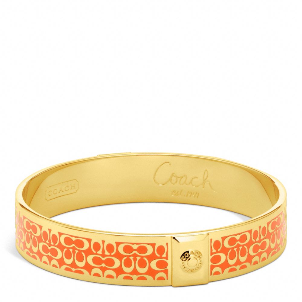 COACH F96855 HALF INCH SIGNATURE BANGLE GOLD/CORAL