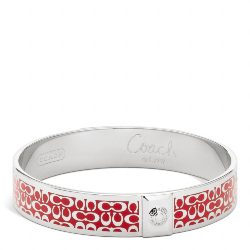 HALF INCH SIGNATURE BANGLE - SILVER/RED - COACH F96855