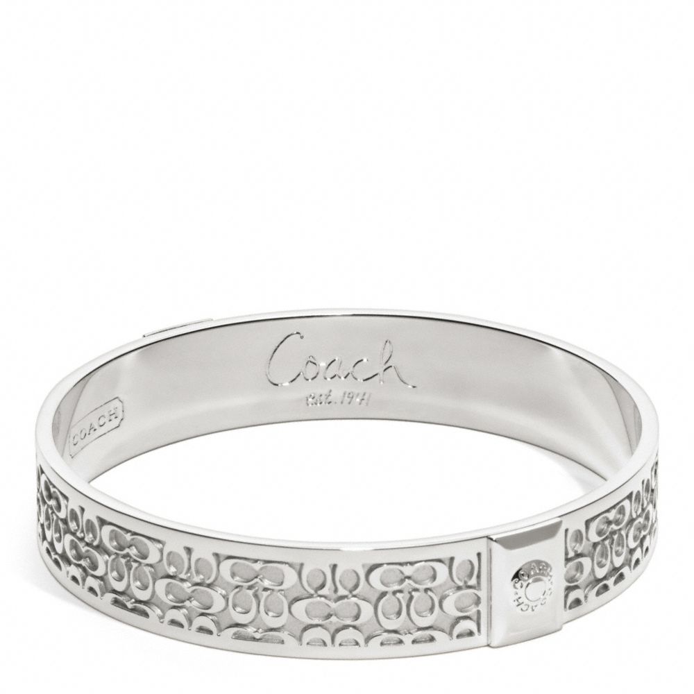 COACH HALF INCH SIGNATURE BANGLE - SILVER/SILVER - f96855