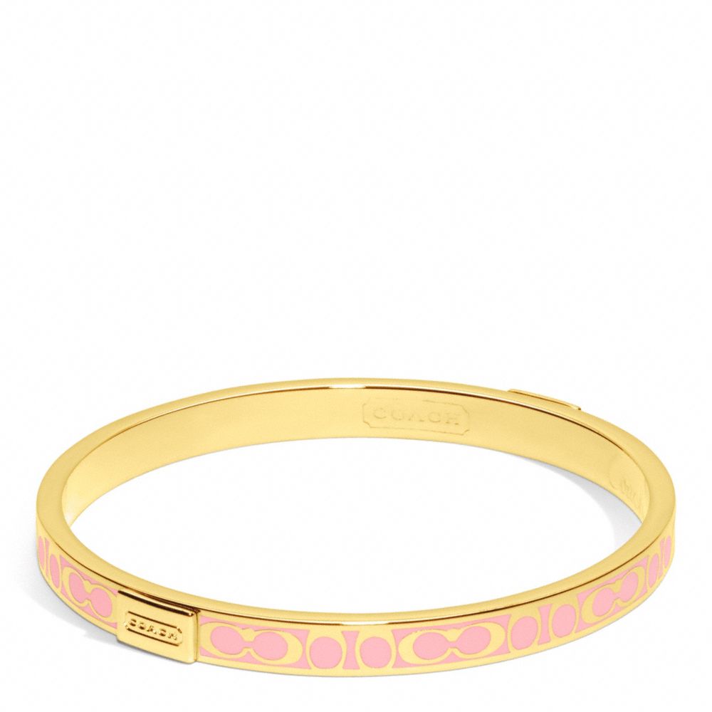 COACH F96857 - THIN SIGNATURE BANGLE - GOLD/PINK TULLE | COACH JEWELRY