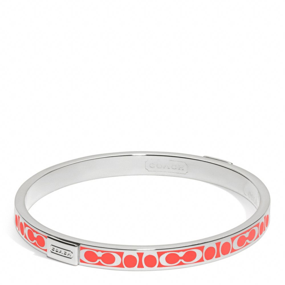 COACH F96857 Thin Signature Bangle SILVER/HOT ORANGE