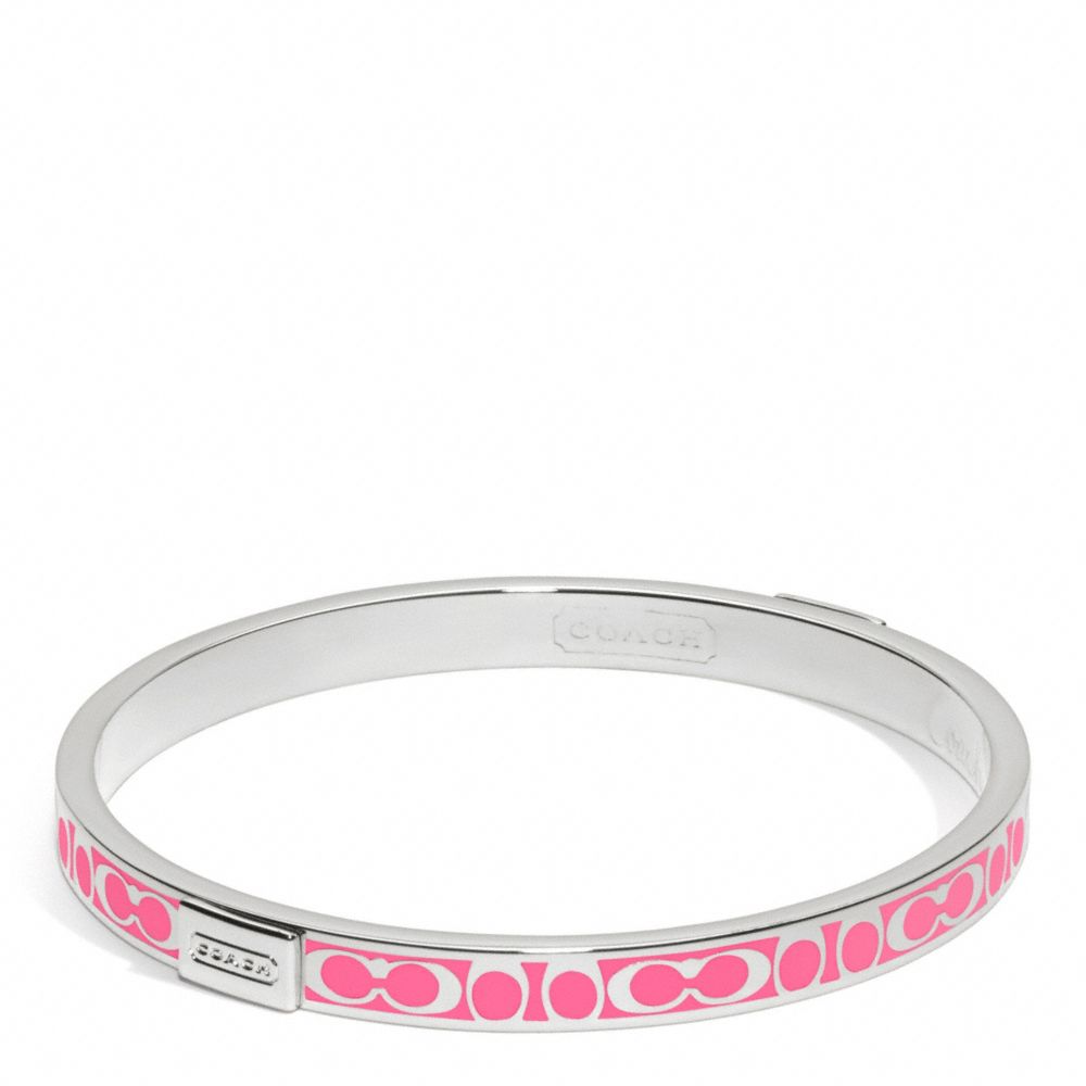 COACH F96857 - THIN SIGNATURE BANGLE - SILVER/WATERMELON | COACH JEWELRY