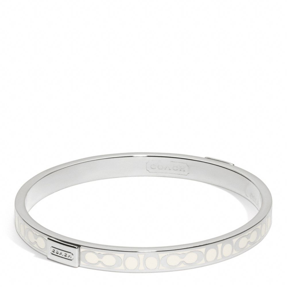 COACH THIN SIGNATURE BANGLE - SILVER/WHITE - f96857