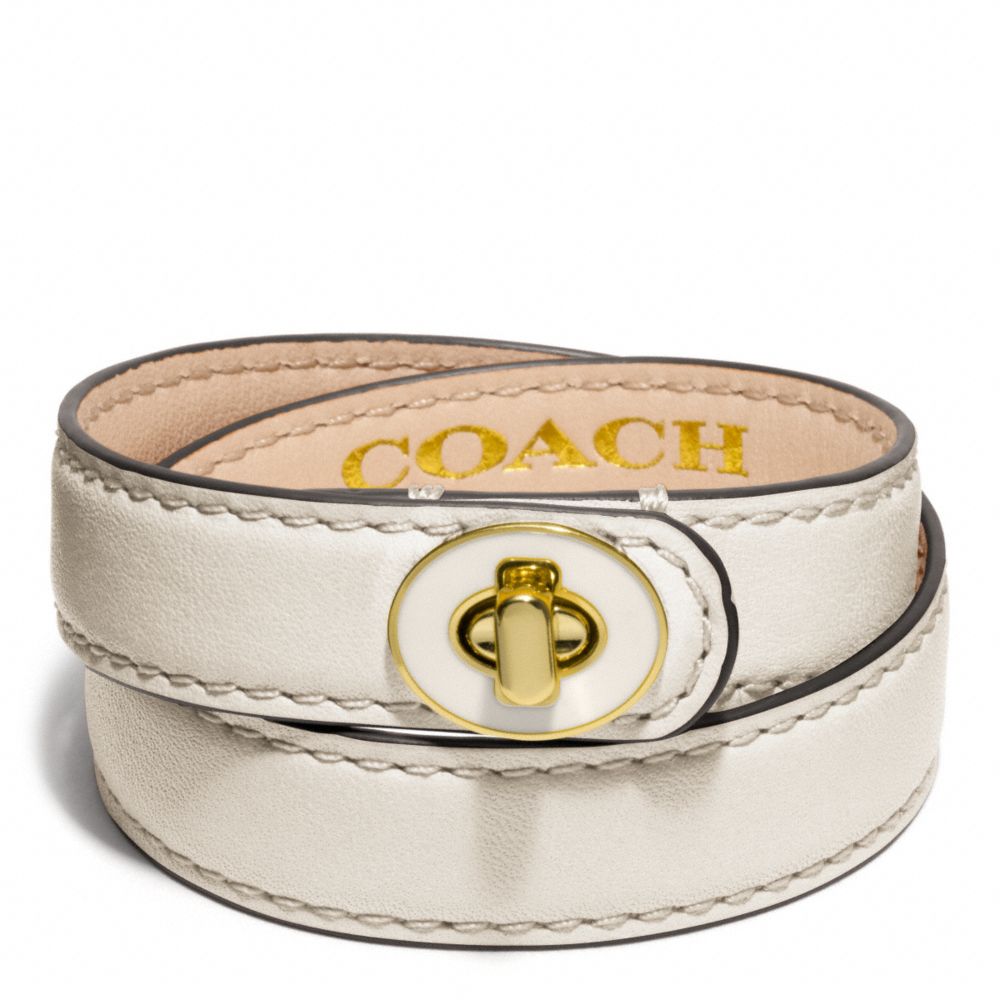 DOUBLE WRAP ENAMEL TURNLOCK BRACELET - BRASS/WHITE - COACH F96861