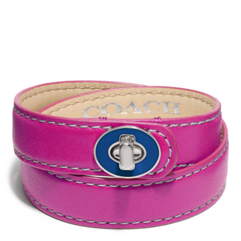 DOUBLE WRAP ENAMEL TURNLOCK BRACELET - SILVER/MAGENTA - COACH F96861