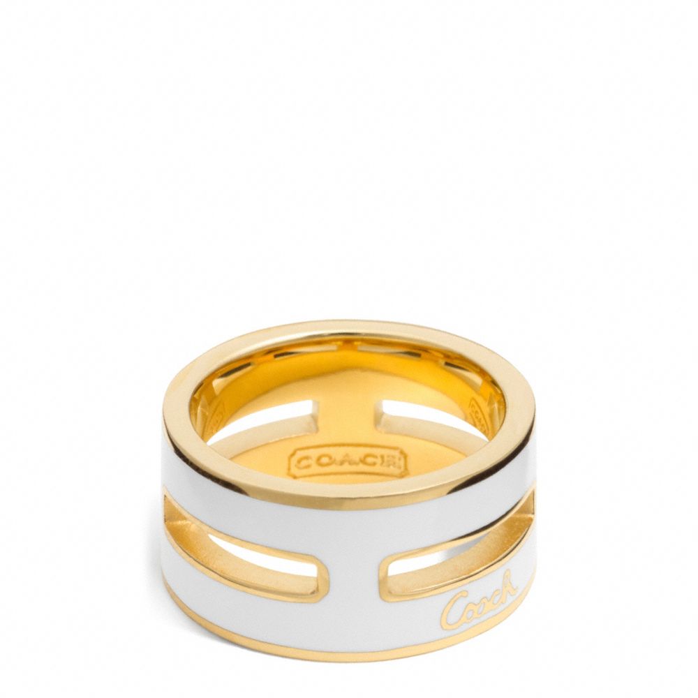 COACH ENAMEL GRID RING - GOLD/WHITE - f96866