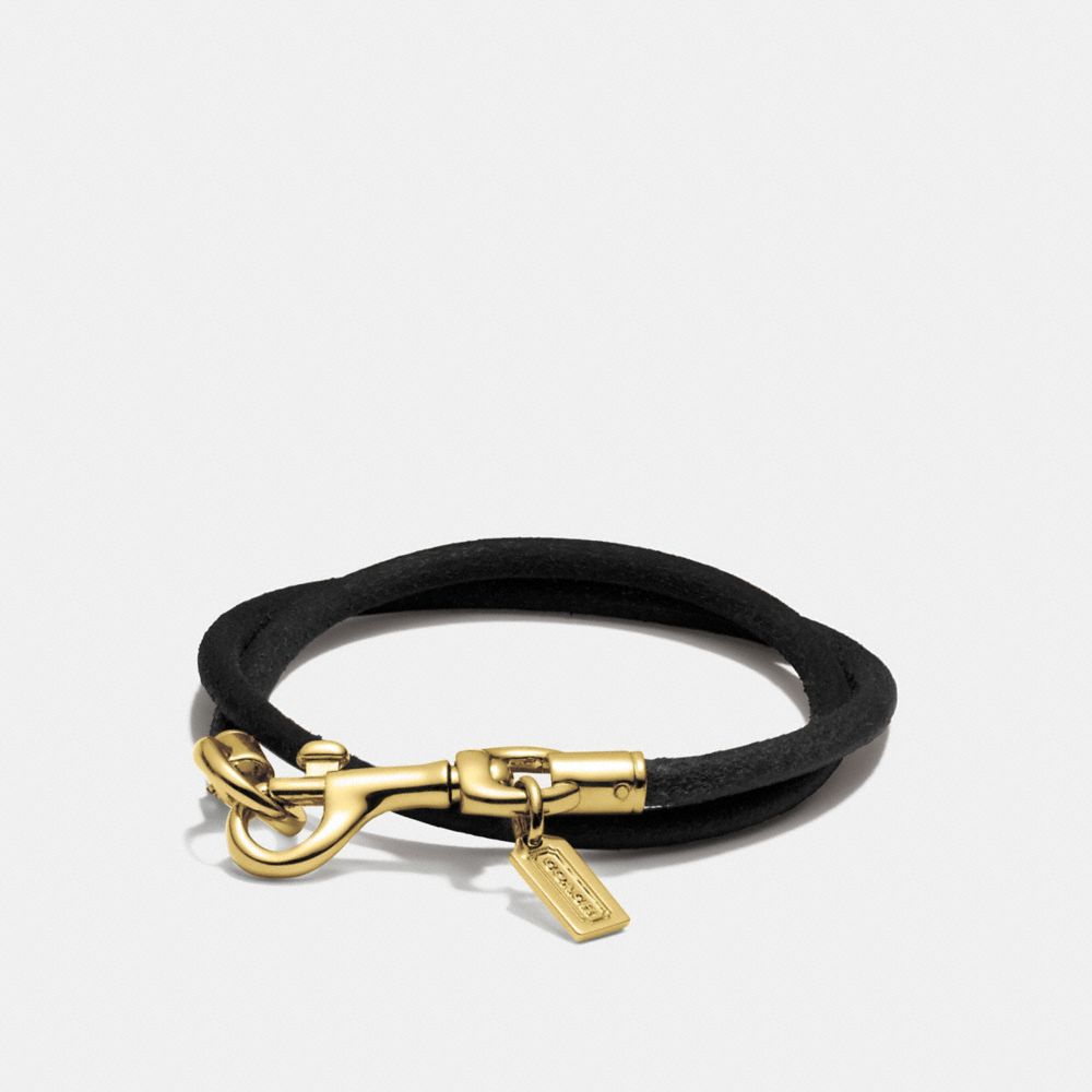 COACH F96880 - DOGLEASH DOUBLE WRAP CORD BRACELET BRASS/BLACK