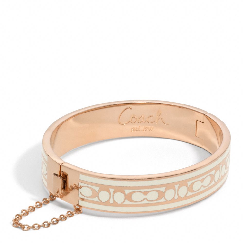 COACH SIGNATURE C CHAIN HINGED BANGLE - ROSE GOLD/WHITE - f96888