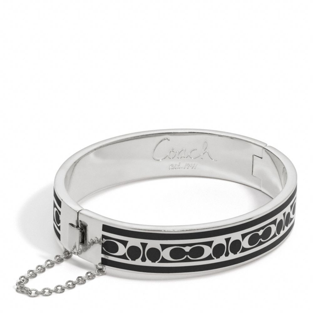 SIGNATURE C CHAIN HINGED BANGLE - f96888 - SILVER/BLACK