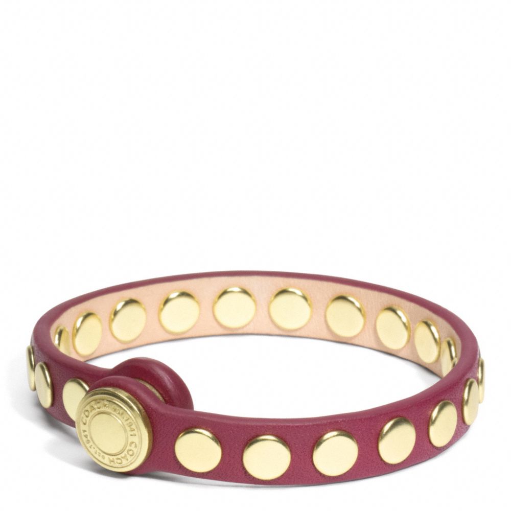 SKINNY STUD LEATHER BRACELET - f96894 - BRASS/PORT