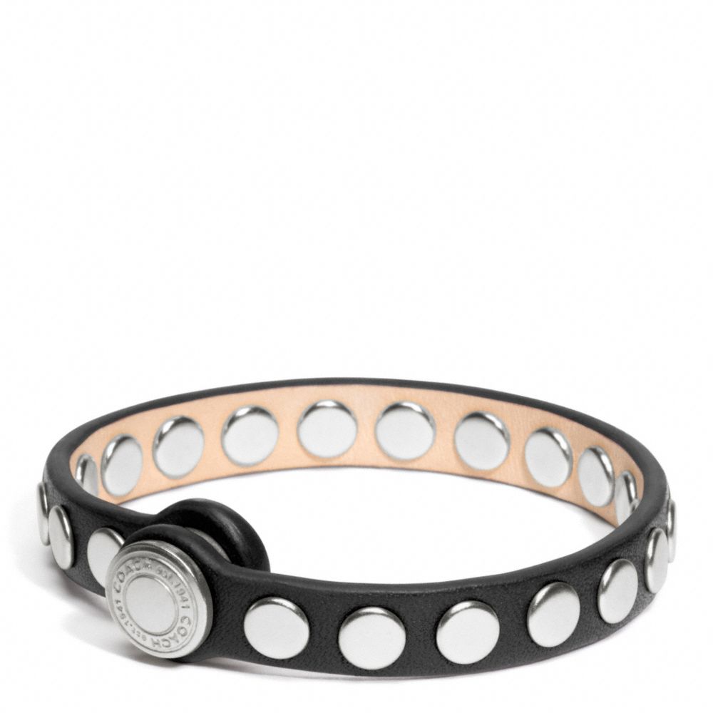 COACH F96894 - SKINNY STUD LEATHER BRACELET SILVER/BLACK