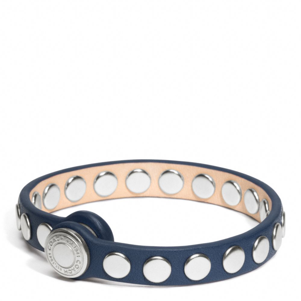 SKINNY STUD LEATHER BRACELET - f96894 - SILVER/MDNGHT OAK/CSTL BLUE