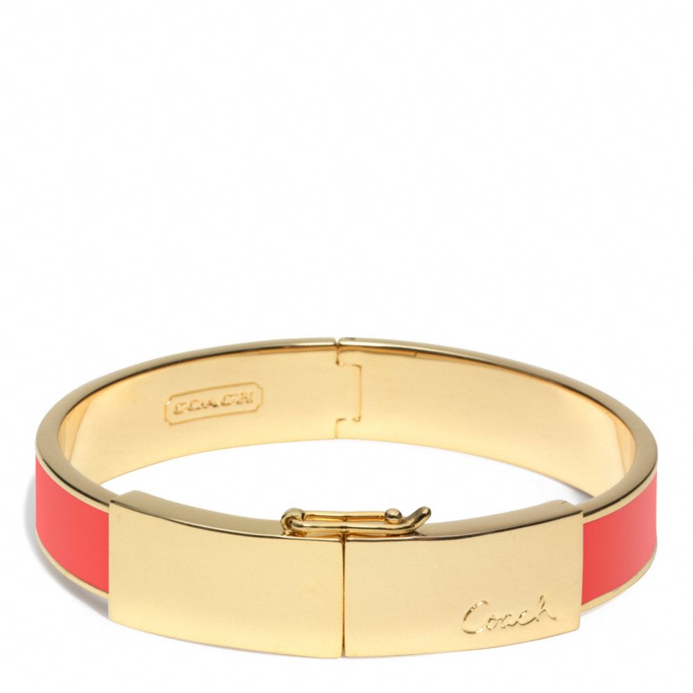 COACH HALF INCH THIN HINGED LOZENGE BANGLE - GOLD/RED - f96908