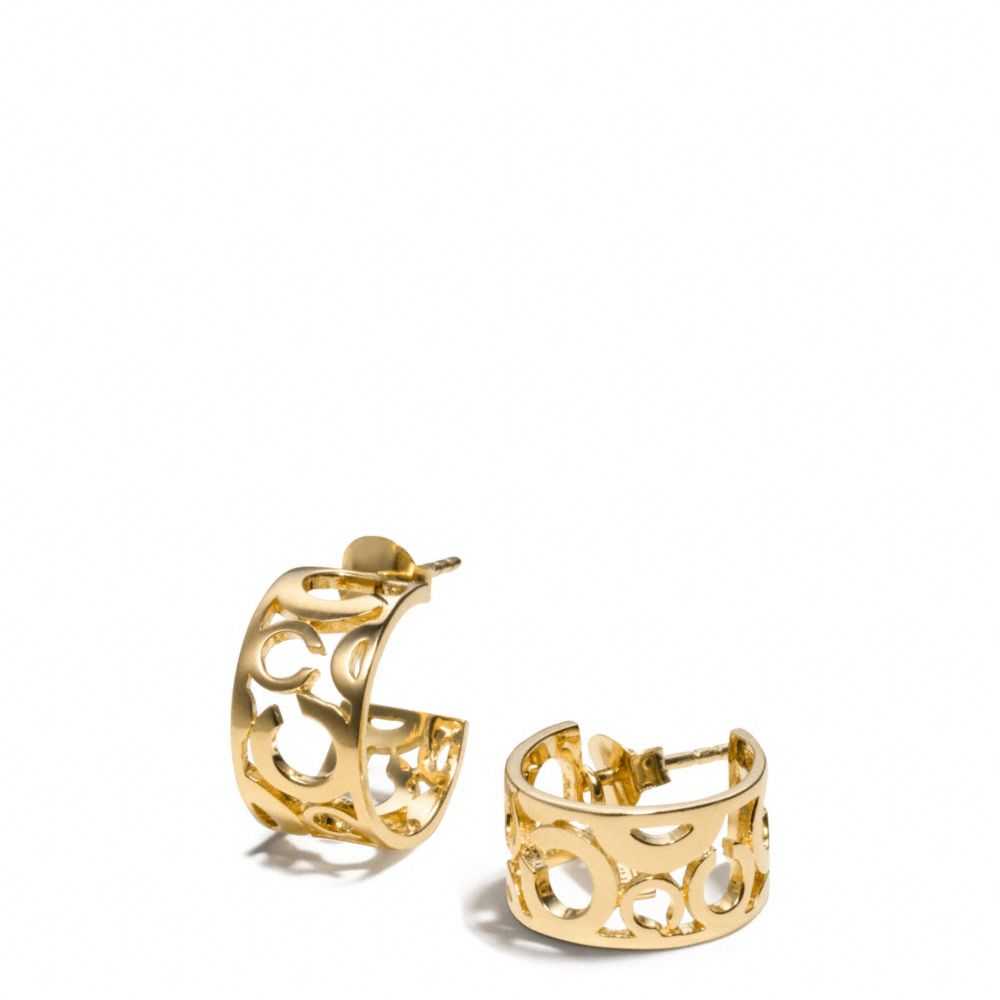 PIERCED OP ART HUGGIE EARRINGS - GOLD/GOLD - COACH F96923