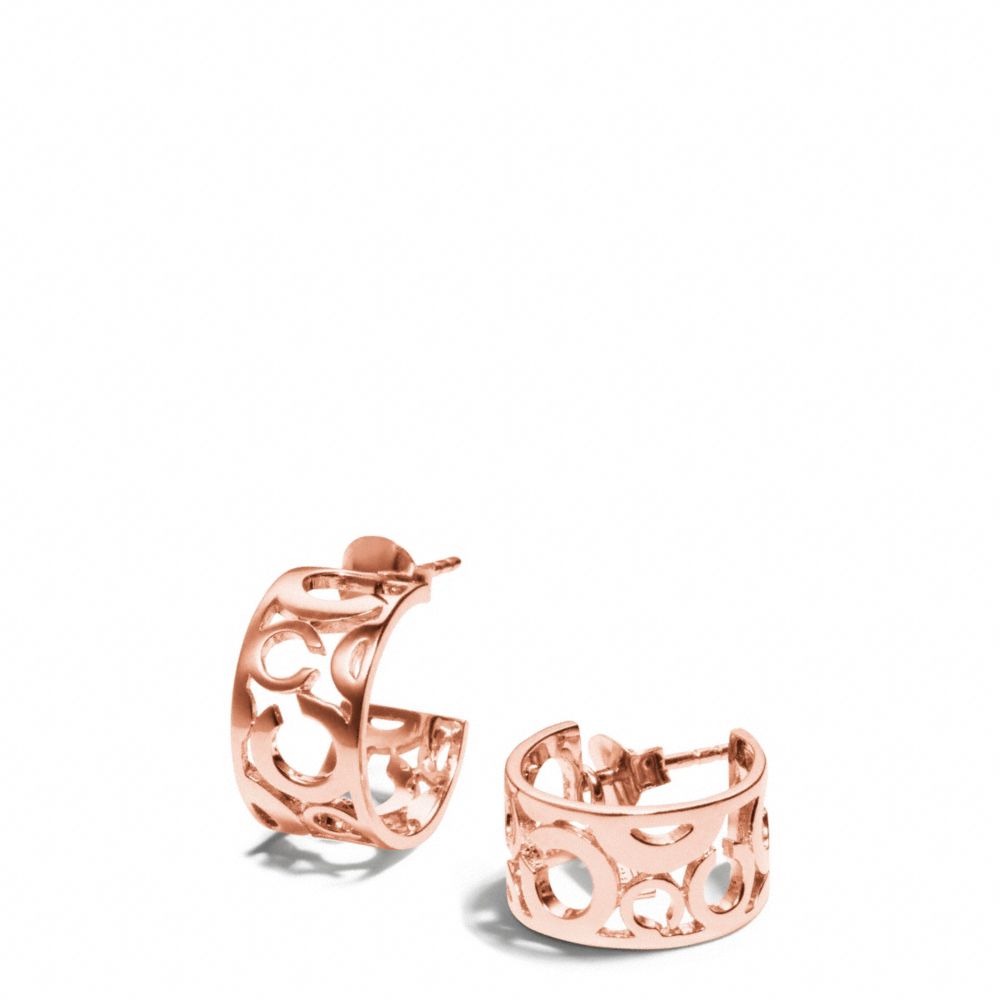 PIERCED OP ART HUGGIE EARRINGS - f96923 - ROSEGOLD