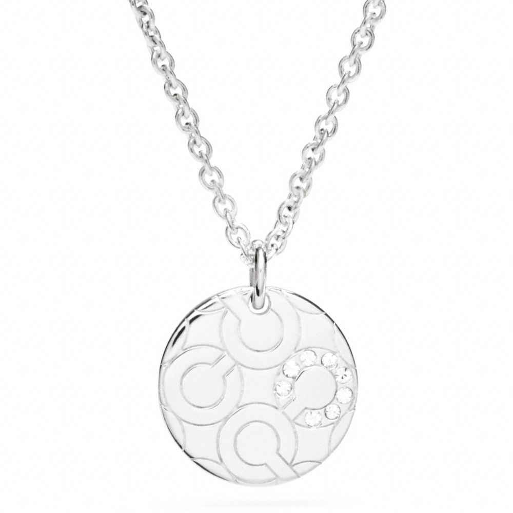 STERLING PAVE OP ART DISC NECKLACE COACH F96934