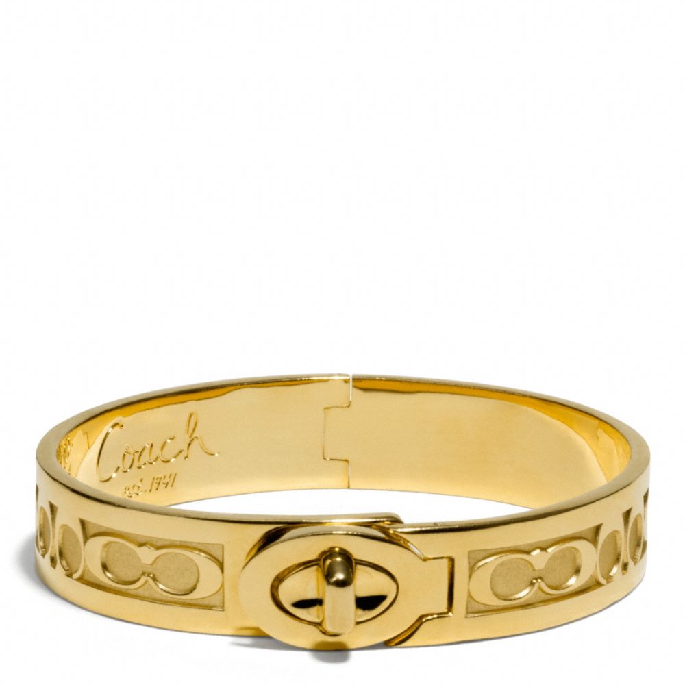 COACH f96944 HALF INCH HINGED SIGNATURE C TURNLOCK BANGLE GOLD/GOLD