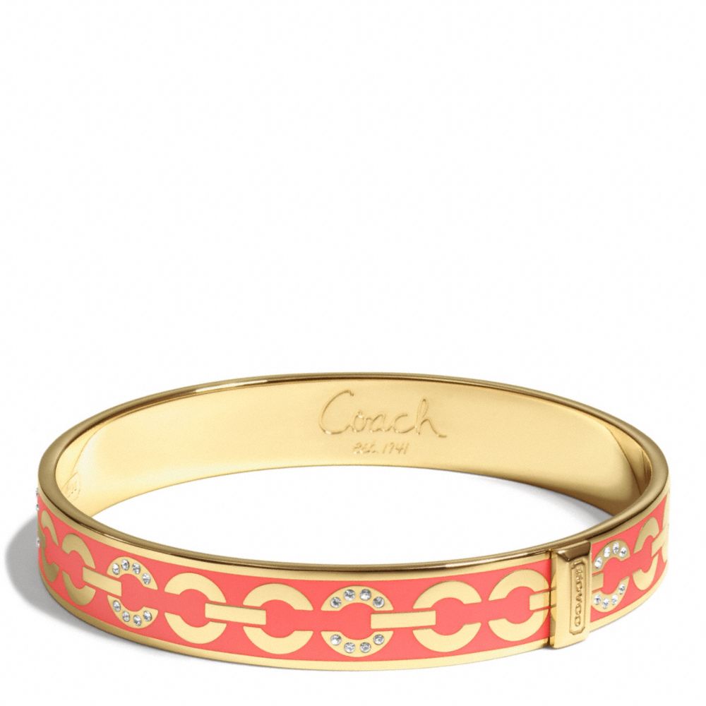 COACH f96965 THIN OP ART PAVE BANGLE GOLD/LOVE RED