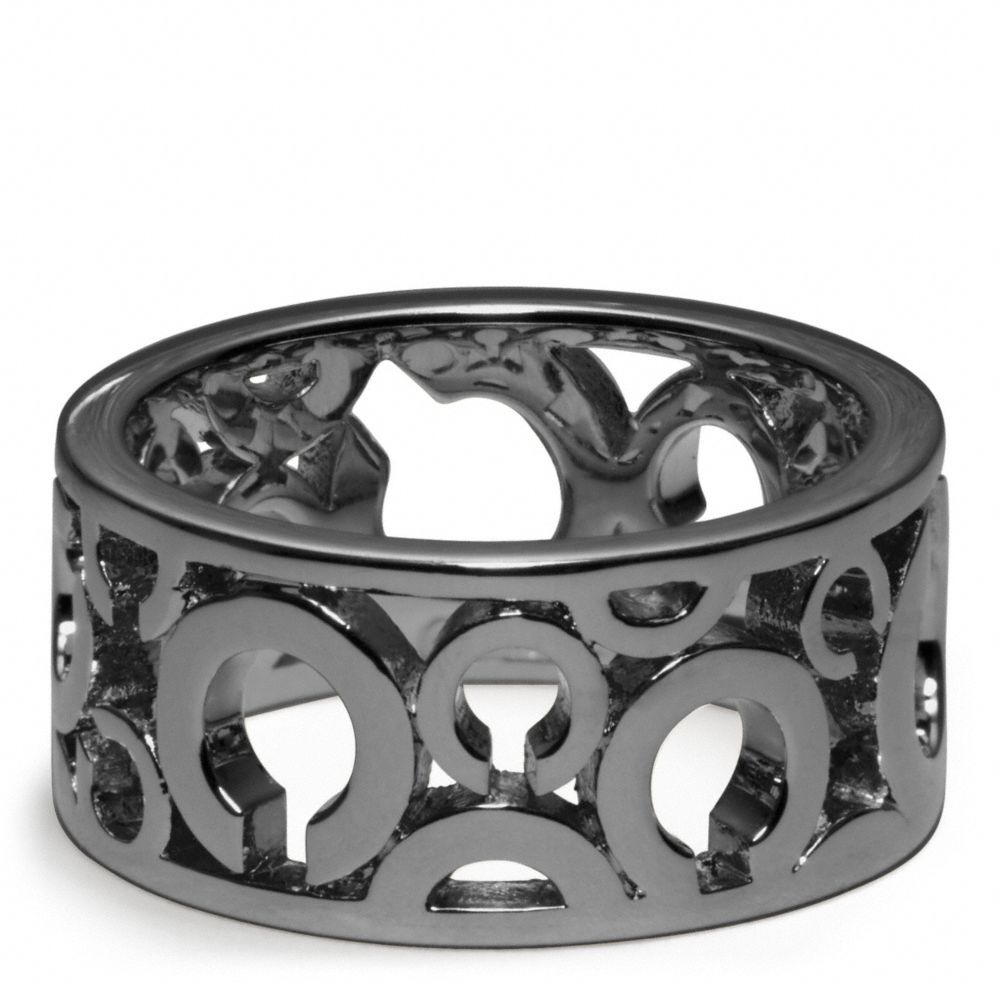 PIERCED OP ART BAND RING - f96968 - F96968BLK