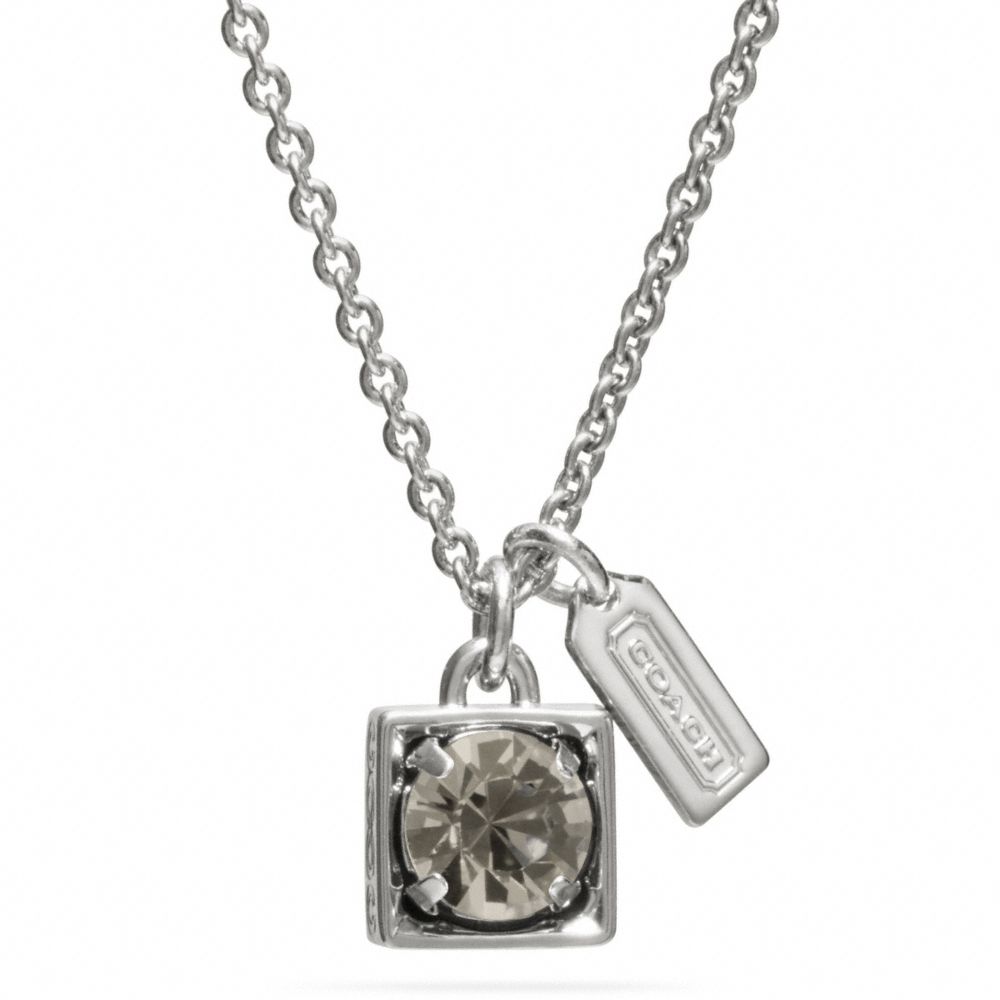 COACH BEVELED SQUARE PENDANT NECKLACE - SILVER/BLACK - f96981