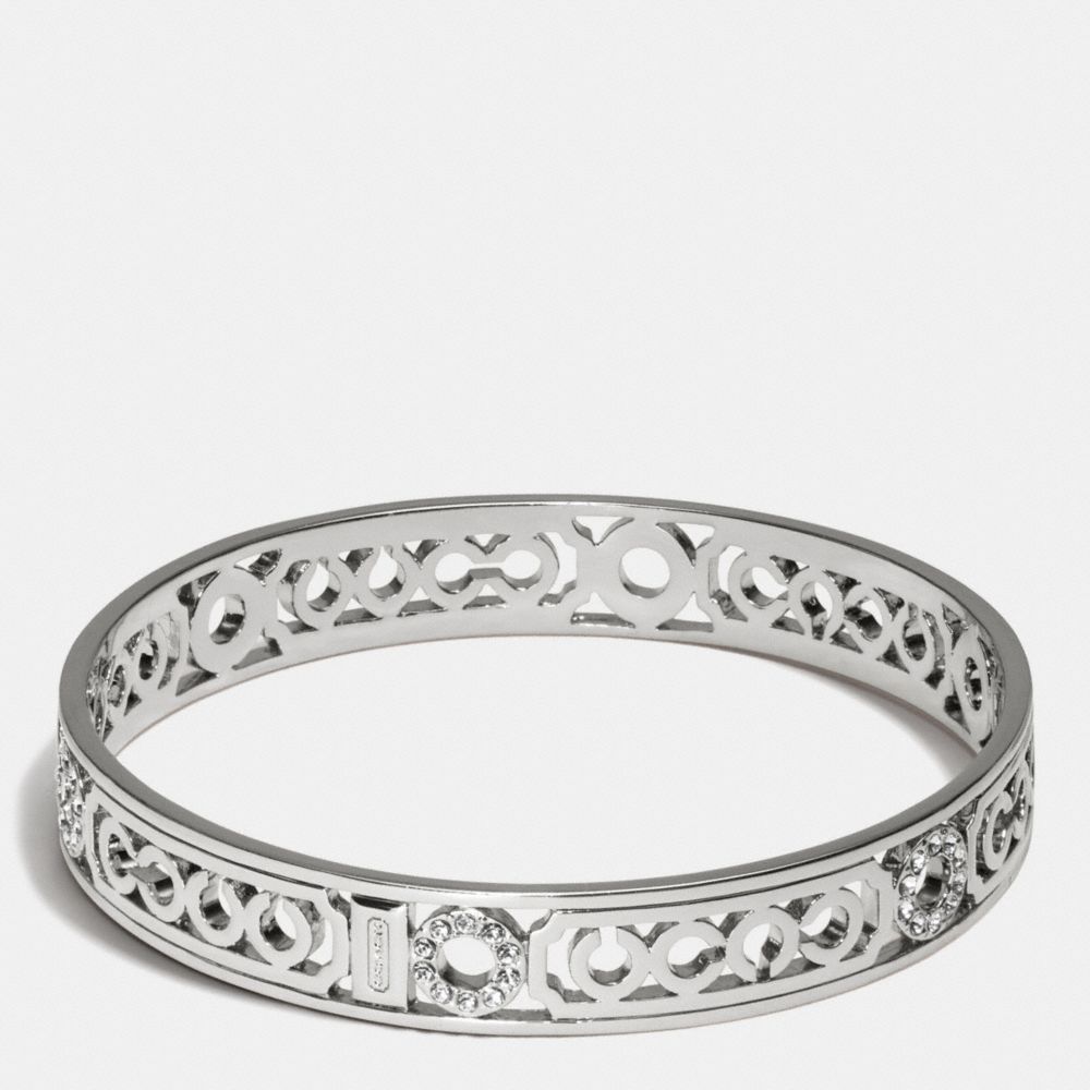 PIERCED OP ART LOZENGE BANGLE - f96993 -  SILVER