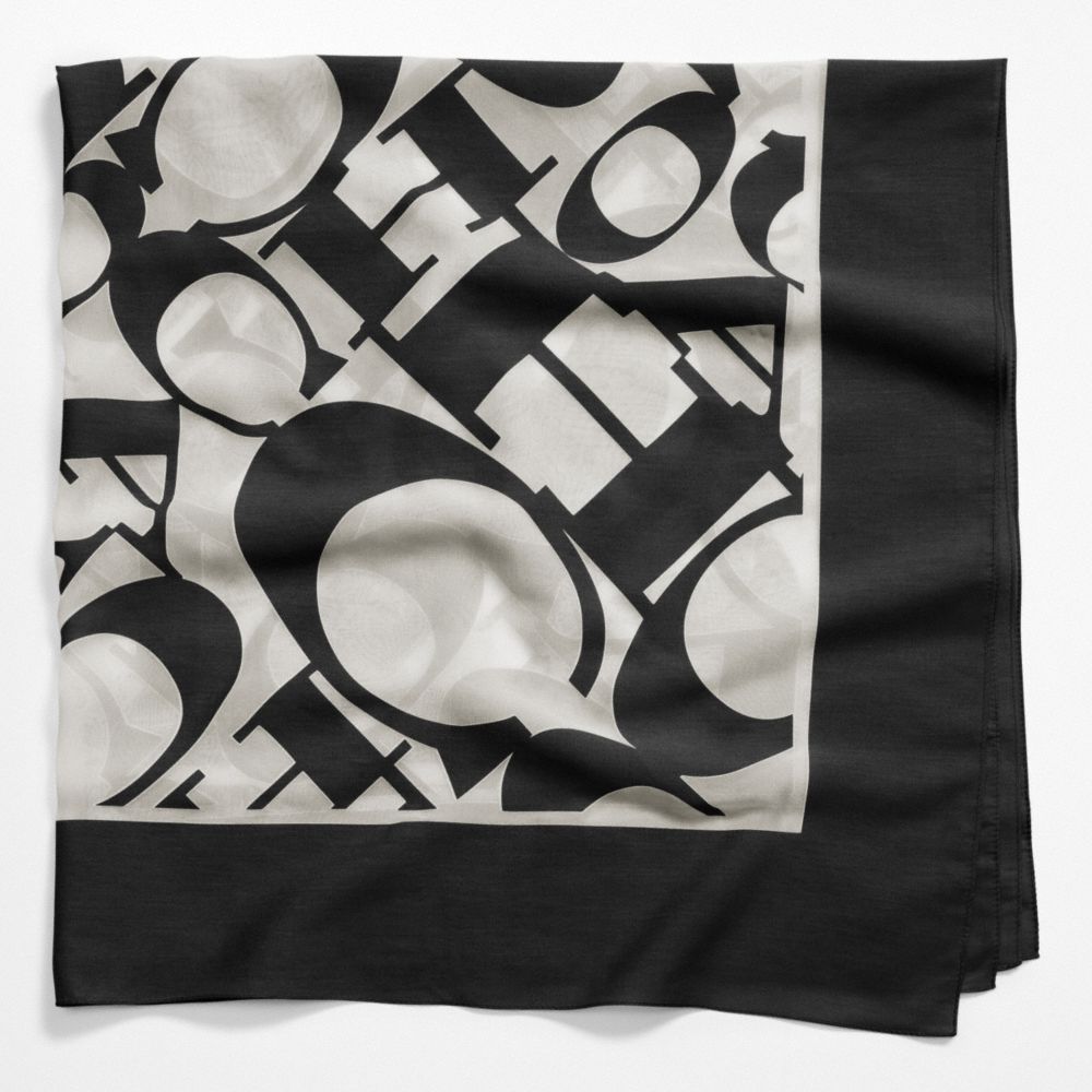 COACH WORDMARK SQUARE SCARF - BLACK - COACH F97624