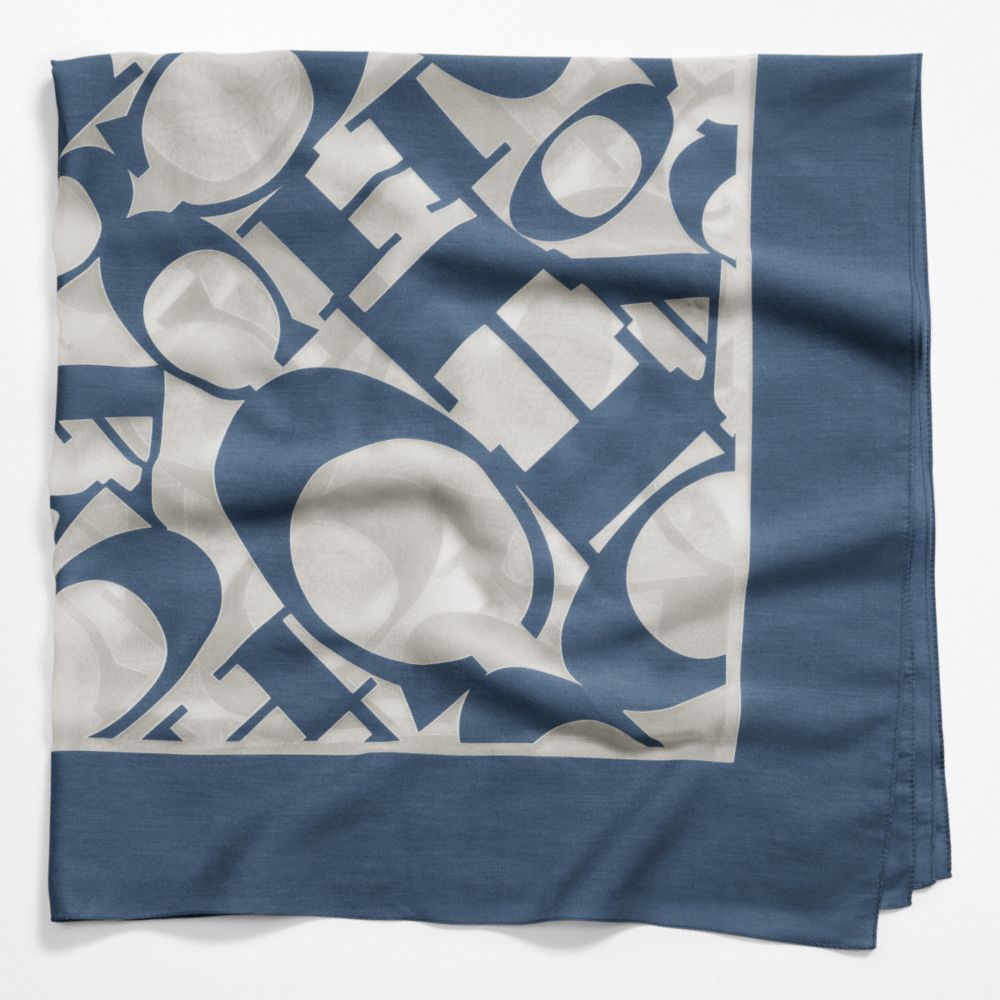 COACH WORDMARK SQUARE SCARF - NAVY - COACH F97624