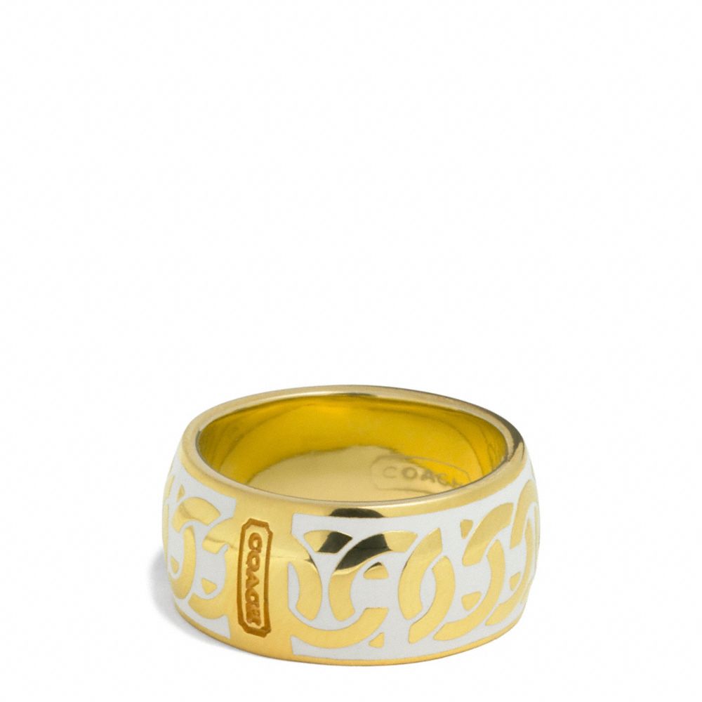 COACH F99515 Linked Signature C Ring GOLD/WHITE