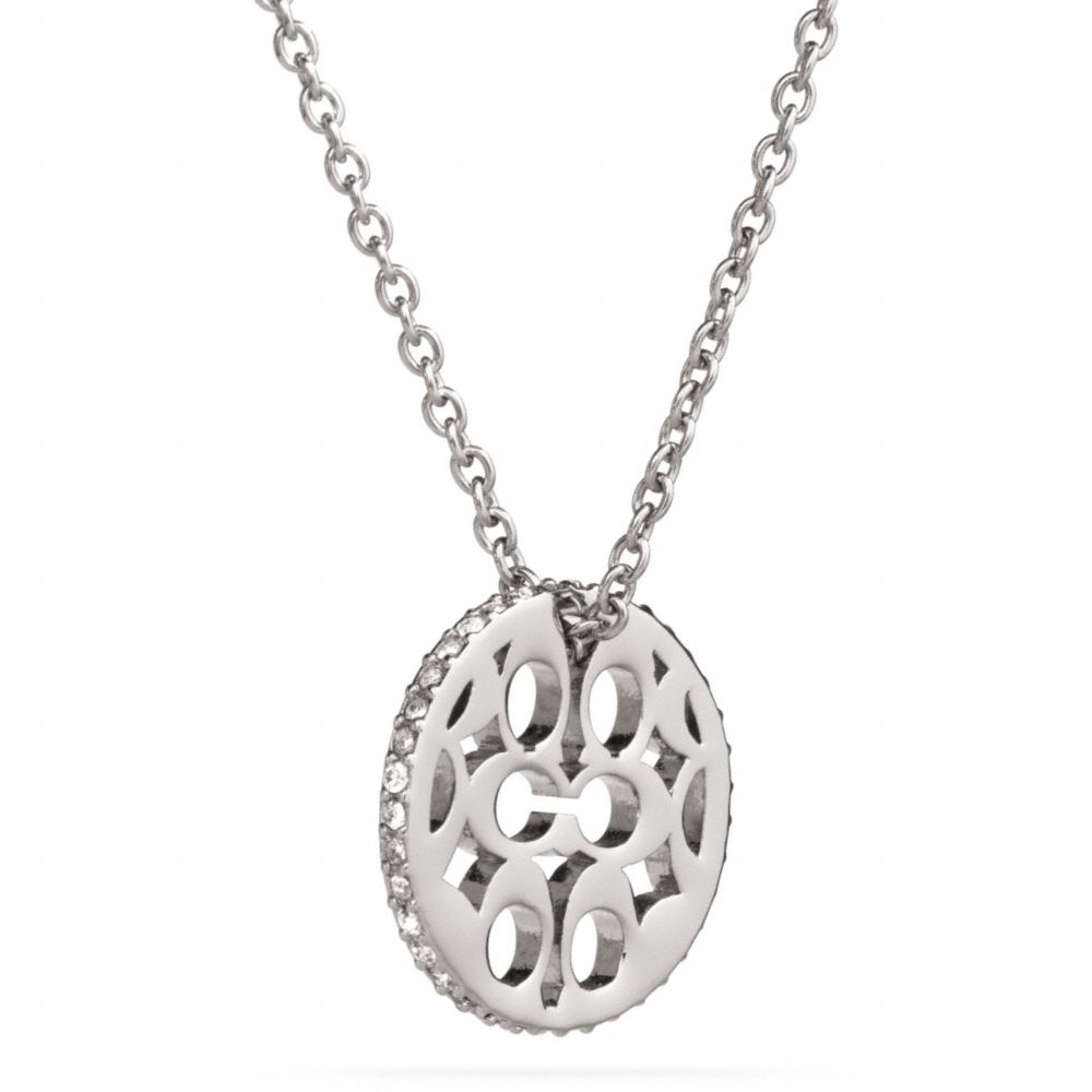 COACH F99560 - PAVE SIGNATURE C DISC PENDANT NECKLACE ONE-COLOR