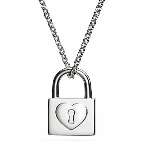 COACH F99585 STERLING PADLOCK NECKLACE -SILVER/SILVER