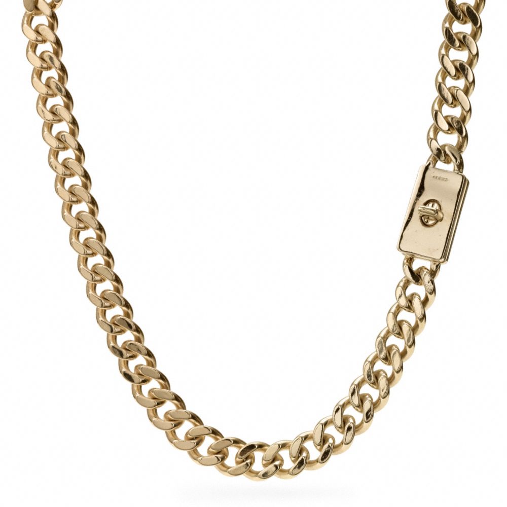 COACH F99601 - CURBCHAIN SHORT TURNLOCK NECKLACE GOLD