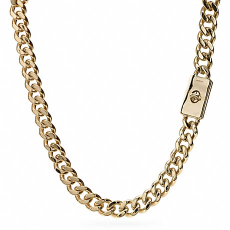 COACH F99601 CURBCHAIN SHORT TURNLOCK NECKLACE GOLD