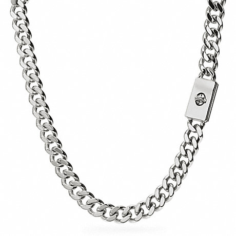 COACH F99601 CURBCHAIN SHORT TURNLOCK NECKLACE SILVER