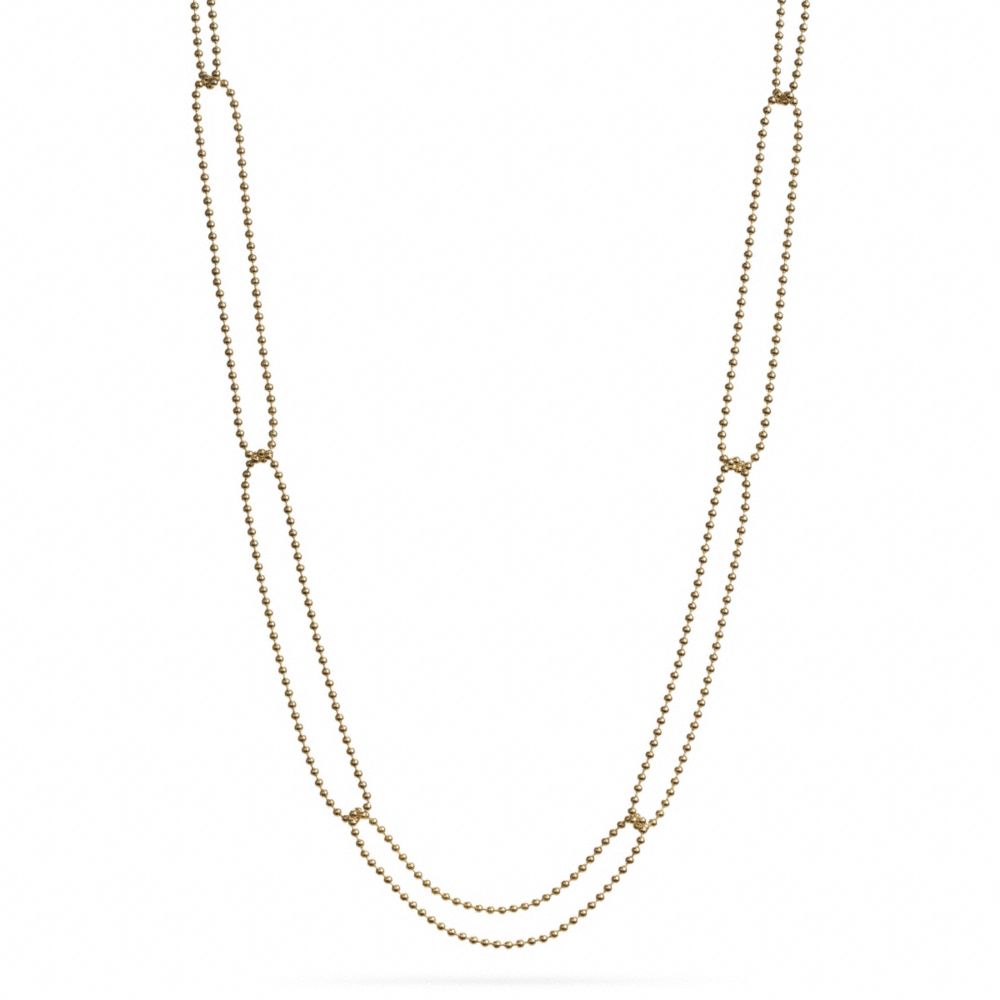COACH F99632 Interlocking Ball Chain Long Necklace GOLD
