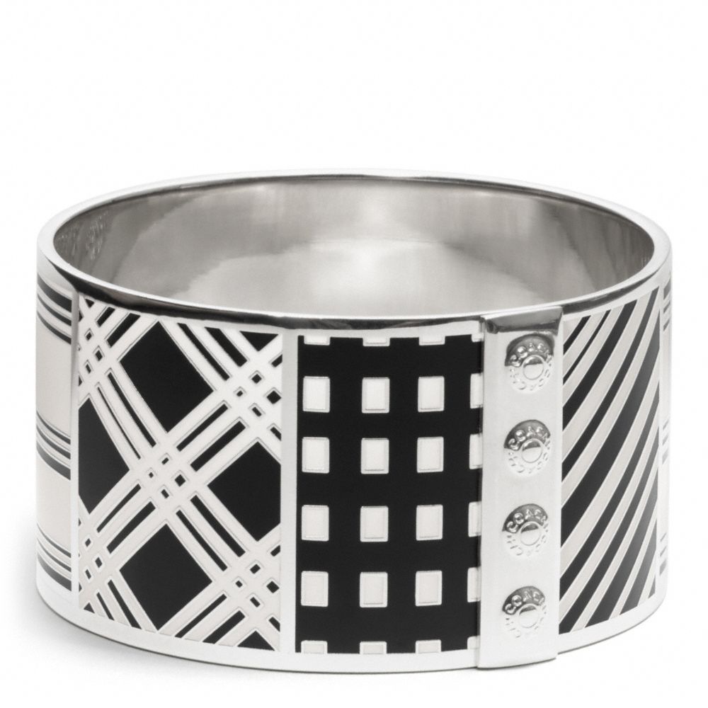 MIXED PRINT BANGLE - f99655 - SILVER/WHITE