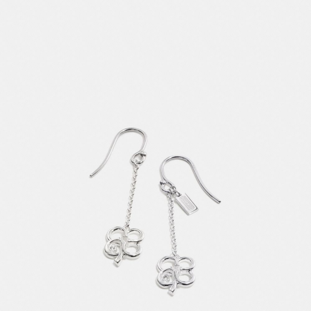 COACH STERLING SIGNATURE C CLOVER EARRINGS -  SILVER/CLEAR - f99675