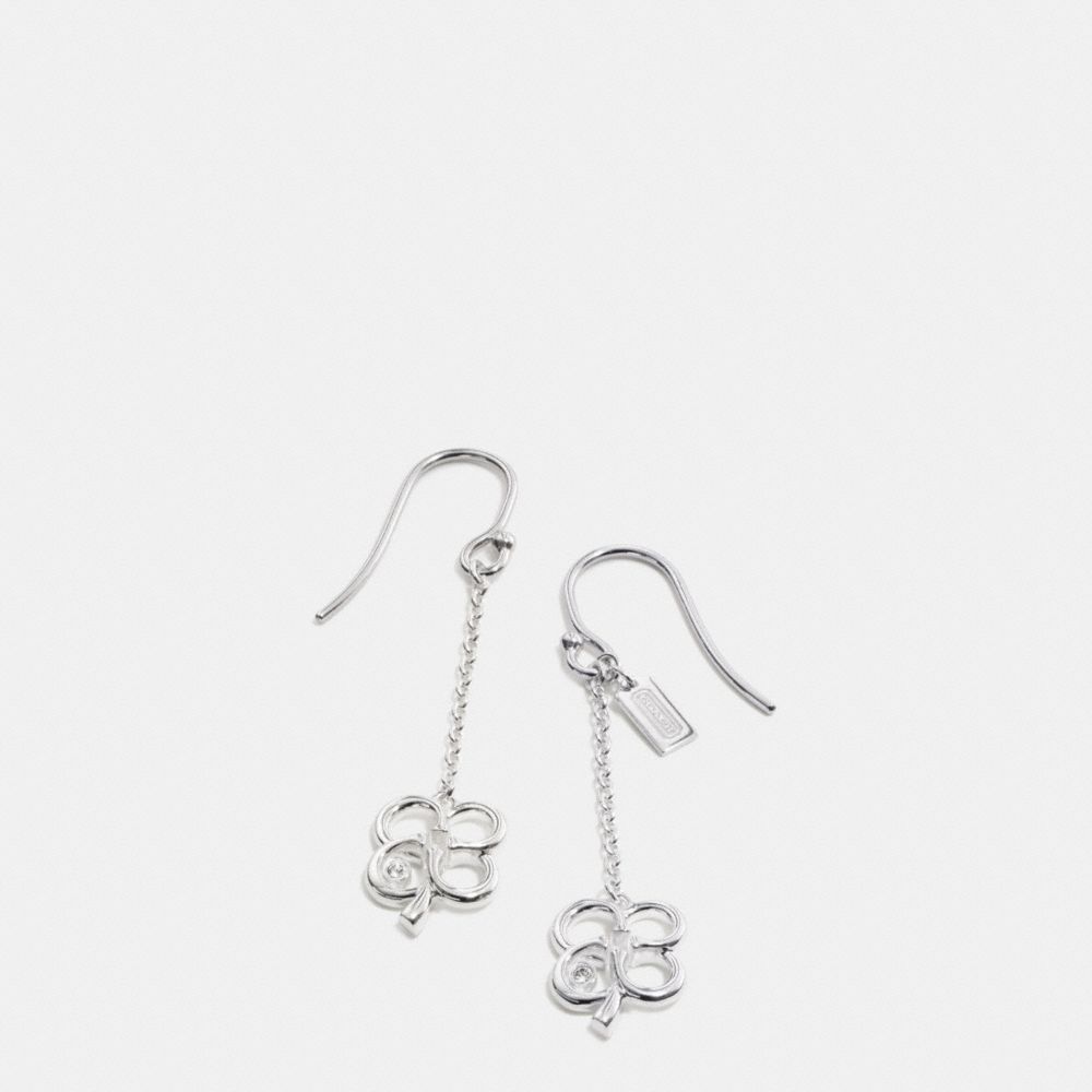 COACH f99675 STERLING SIGNATURE C CLOVER EARRINGS  SILVER/CLEAR