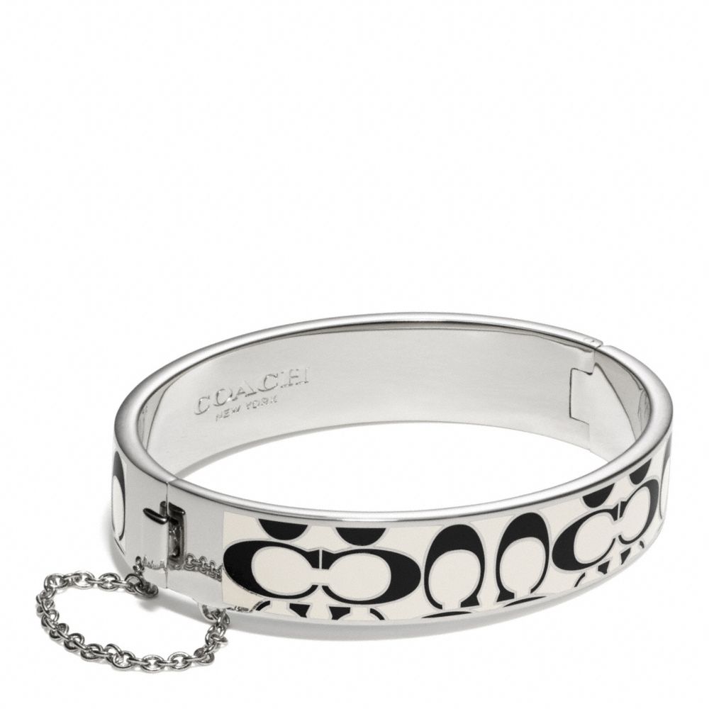 COACH SIGNATURE C CHAIN HINGED BANGLE -  SILVER/BLACK/WHITE - f99680