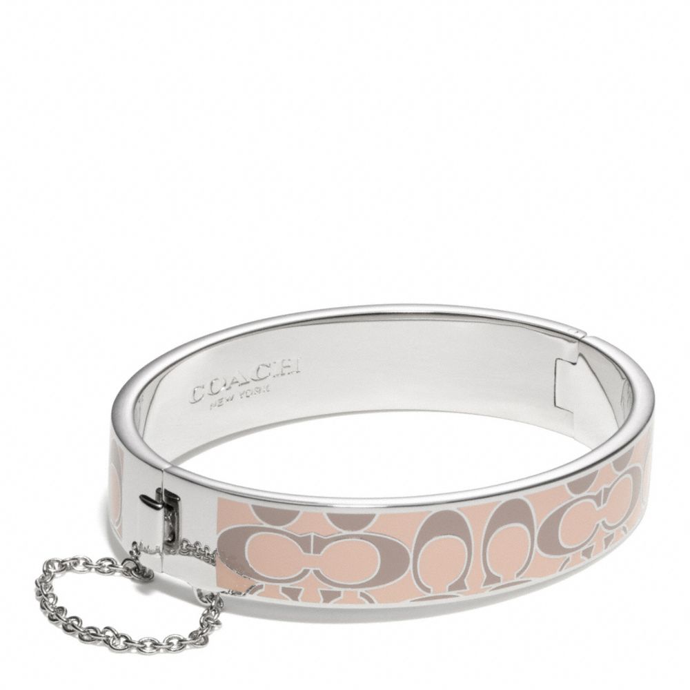 COACH SIGNATURE C CHAIN HINGED BANGLE - SILVER/PINK - f99680