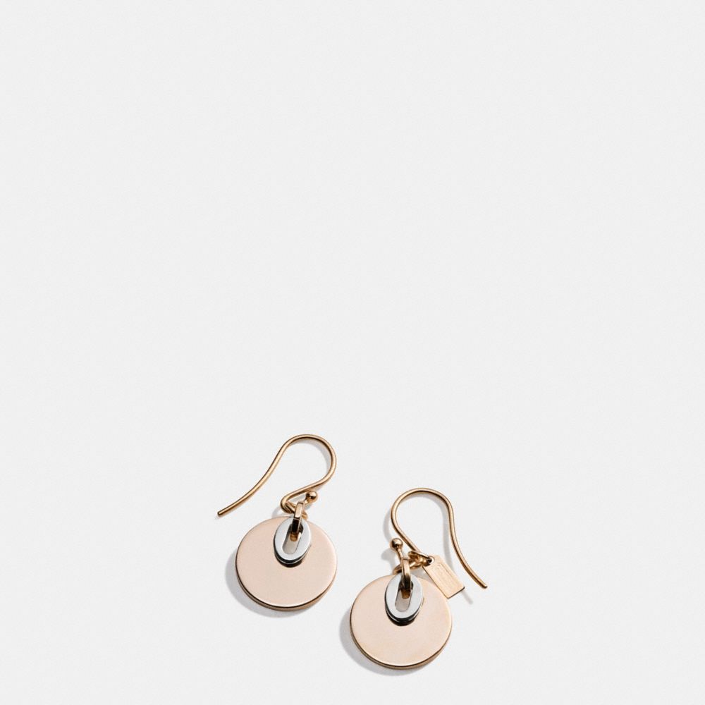 TWO TONE DISC DROP EARRINGS - f99693 - MULTICOLOR