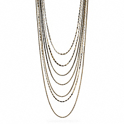 LONG TIERED CUPCHAIN PAVE NECKLACE - f99705 - GOLD/BLACK