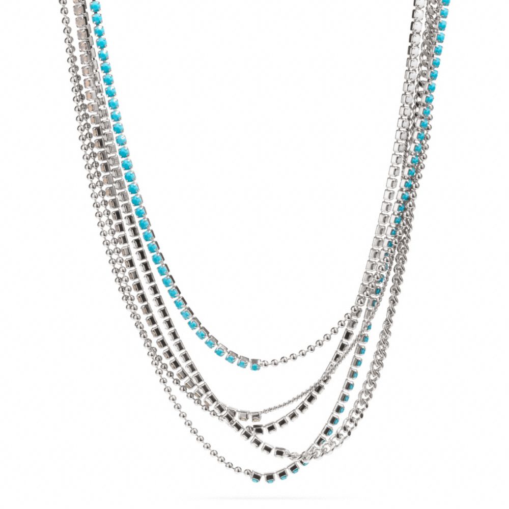 MIXED CUPCHAIN NECKLACE - SILVER/BLUE - COACH F99721