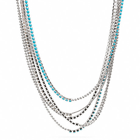 COACH F99721 MIXED CUPCHAIN NECKLACE SILVER/BLUE