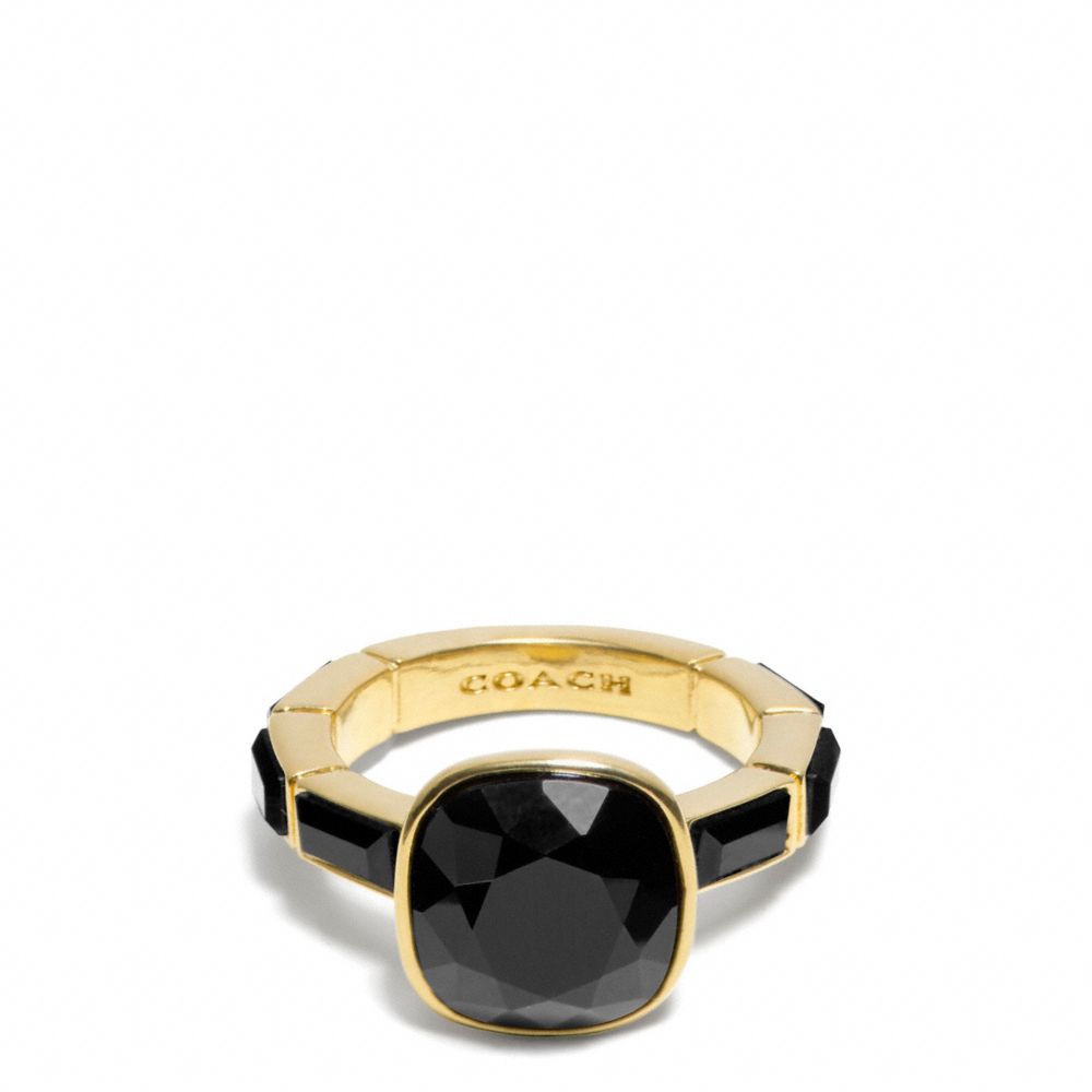 COACH f99723 CUSHION CUT STONE RING GOLD/BLACK