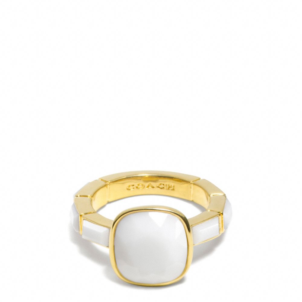 COACH f99723 CUSHION CUT STONE RING GOLD/WHITE